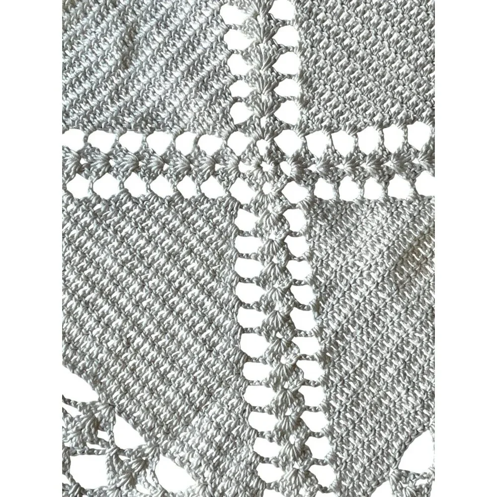 Hand Crocheted White Cotton Doilies Square Cottage Core VTG Wedding Country
